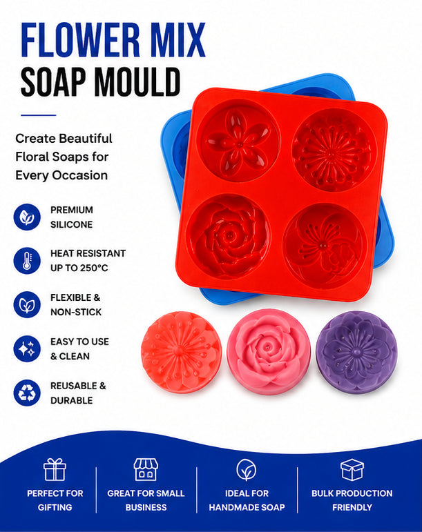 Flower Mix Soap Mould (4 Cavity)