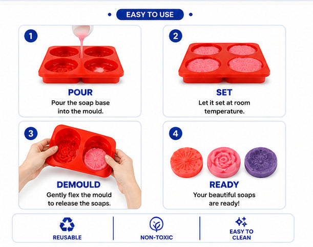 Flower Mix Soap Mould (4 Cavity)