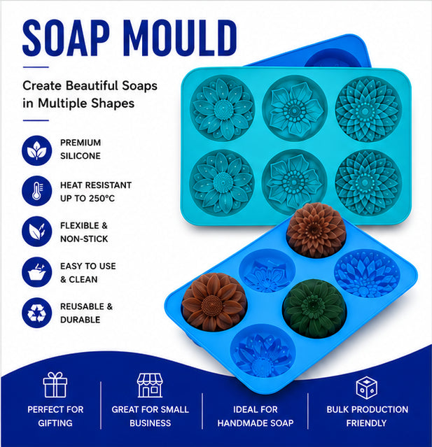 Flower Soap Mould (6 Cavity)