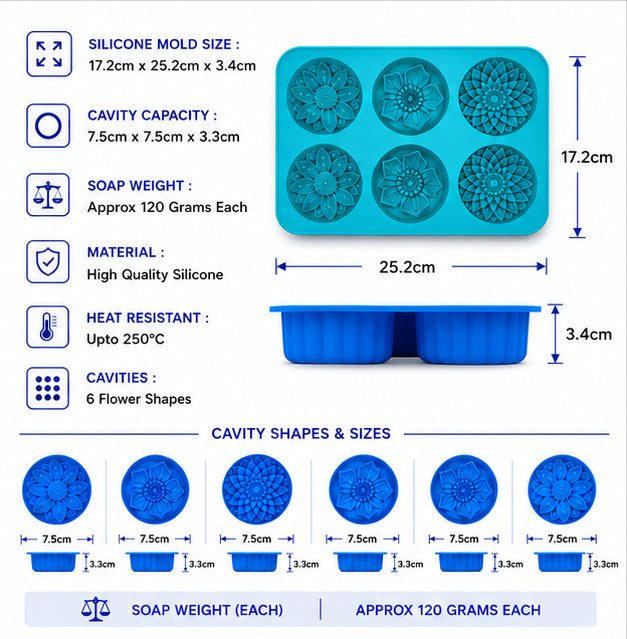 Flower Soap Mould (6 Cavity)