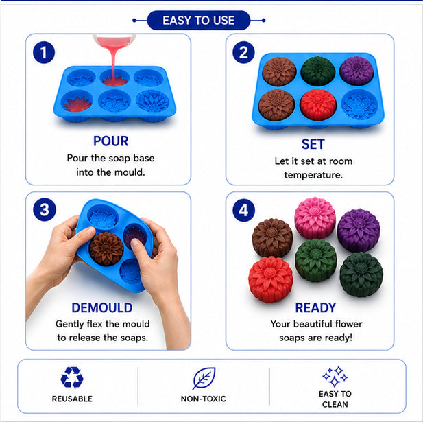 Flower Soap Mould (6 Cavity)