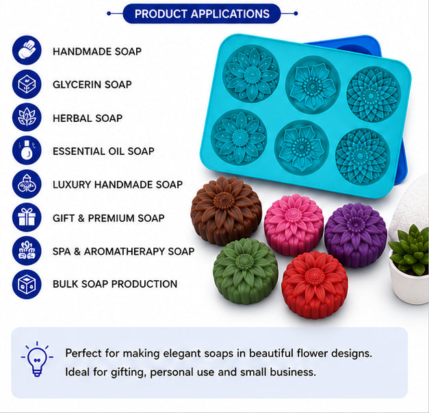Flower Soap Mould (6 Cavity)