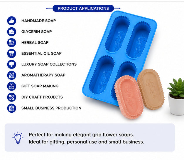 Grip Flower Soap Mould (4 Cavity)