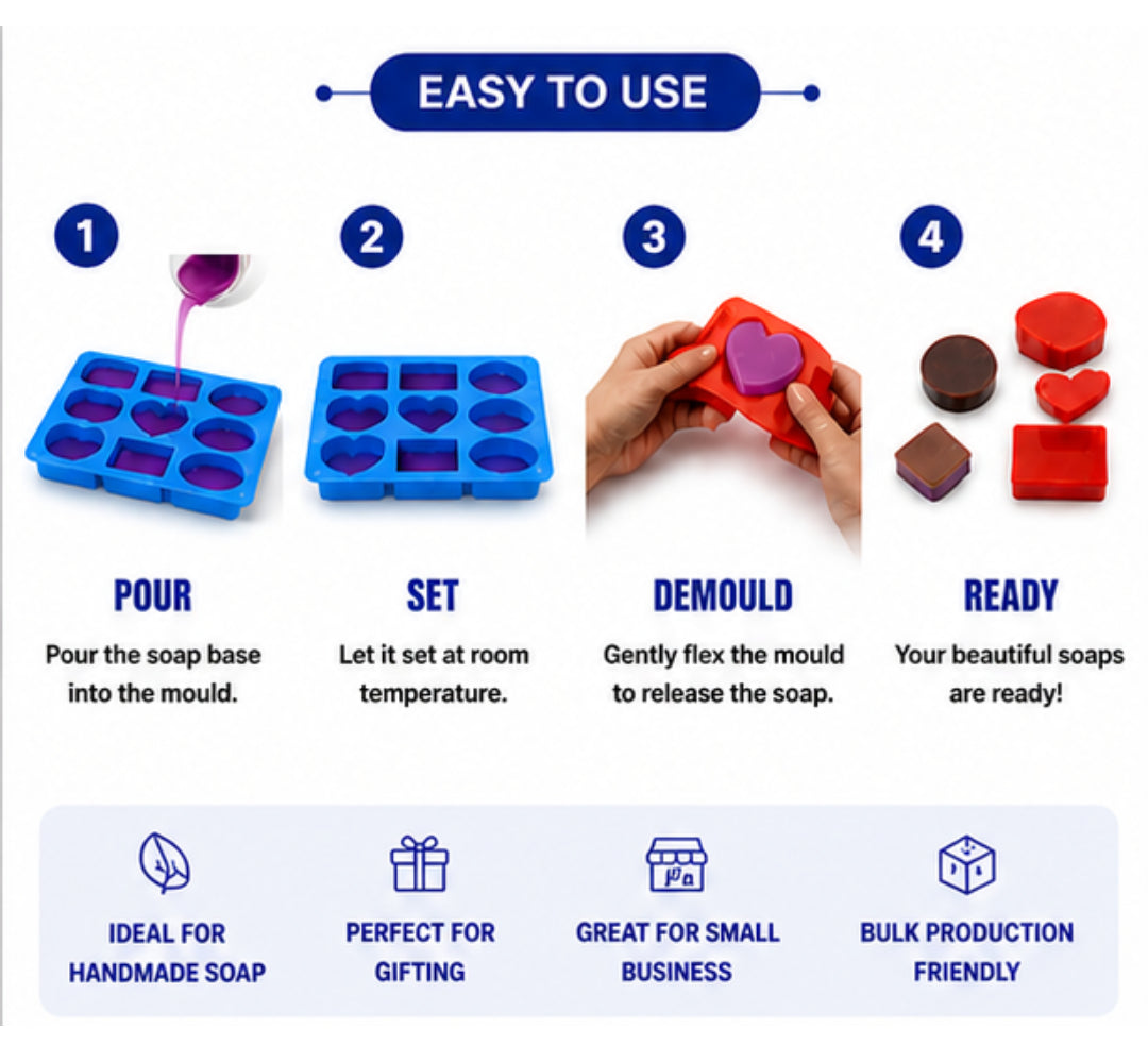 Mixed Soap Mould (12 Cavity – Multiple Shapes)