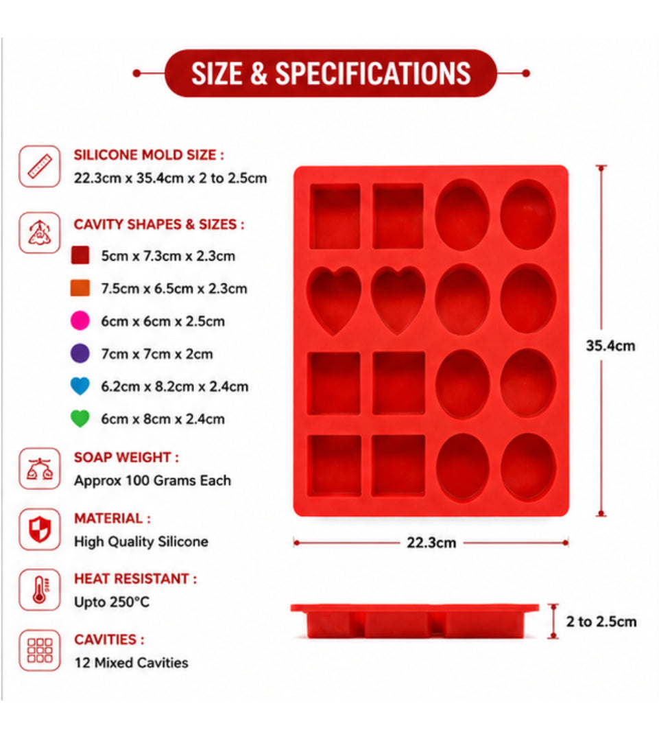 Mixed Soap Mould (12 Cavity – Multiple Shapes)