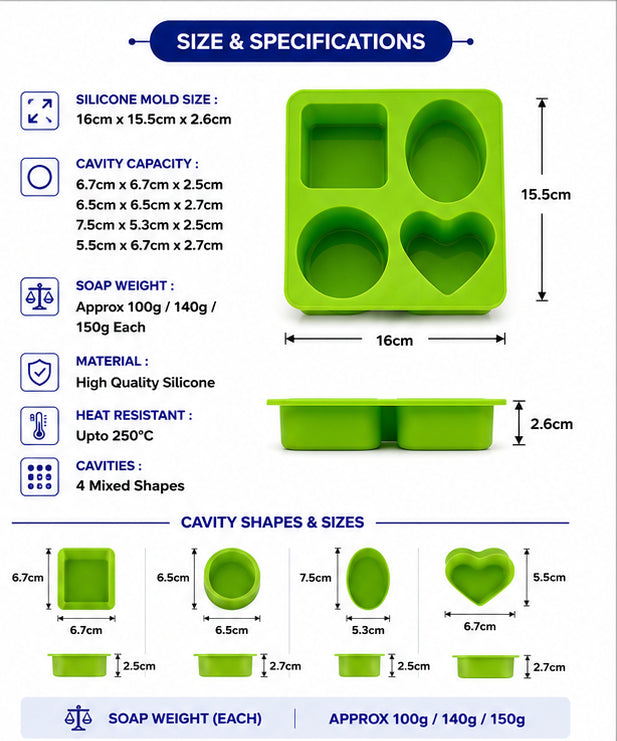 Mix Soap Mould (4 Cavity)