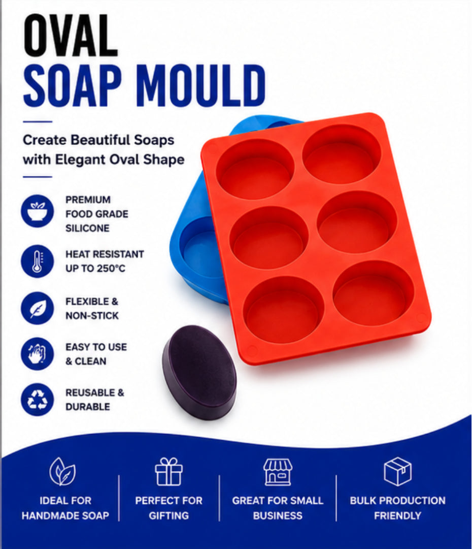 Oval Soap Mould (6 Cavity 115g)