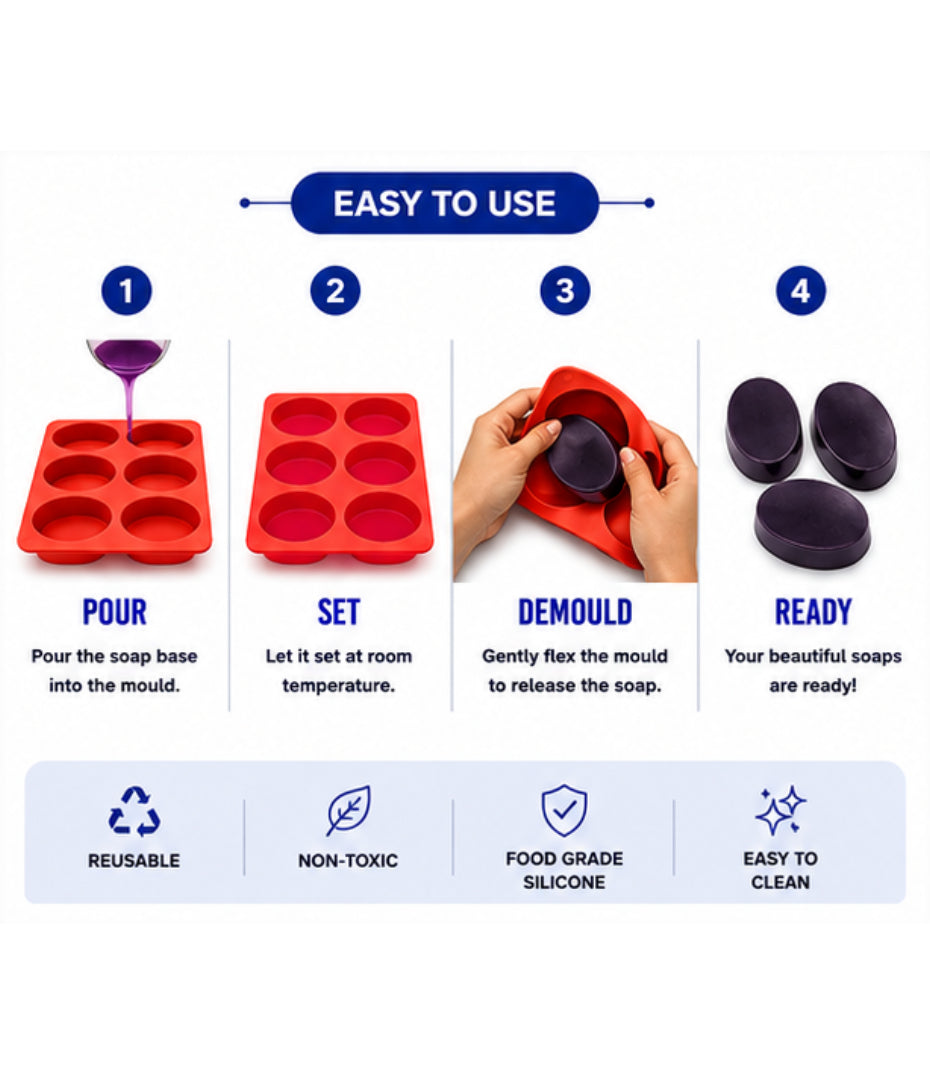 Oval Soap Mould (6 Cavity 115g)