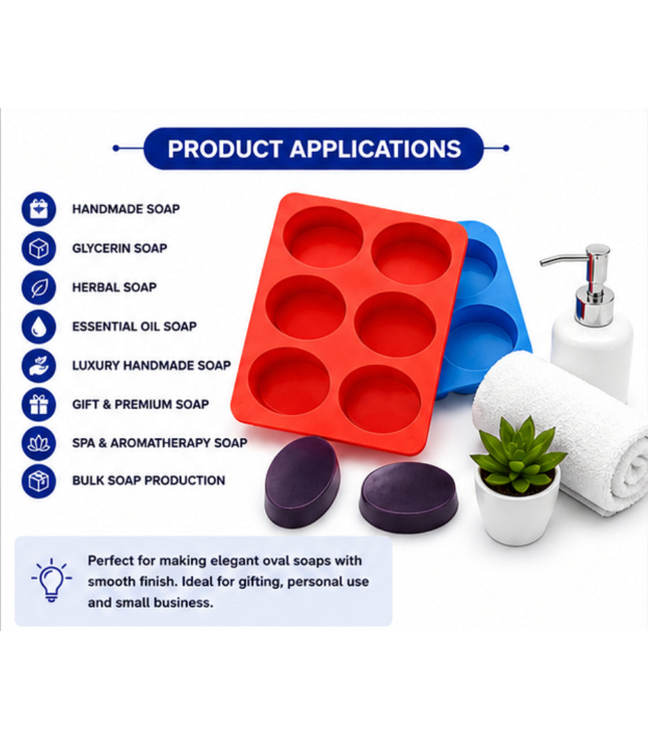 Oval Soap Mould (6 Cavity 115g)