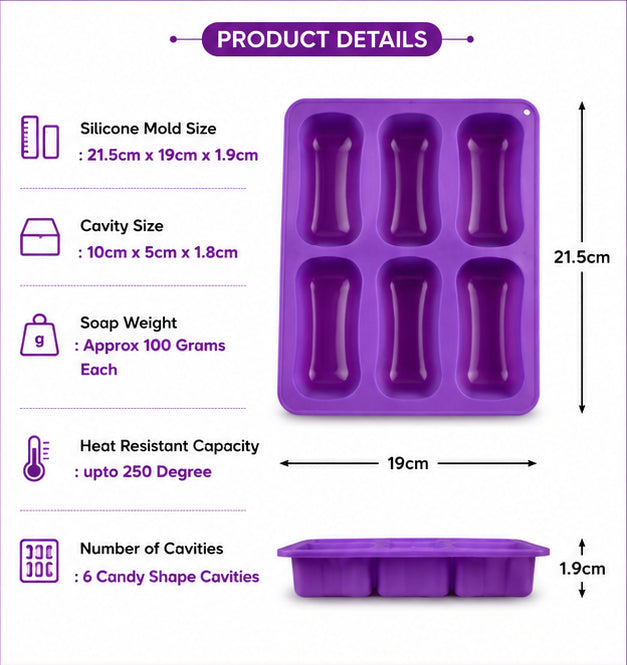 Plain Candy Soap Mould (6 Cavity)