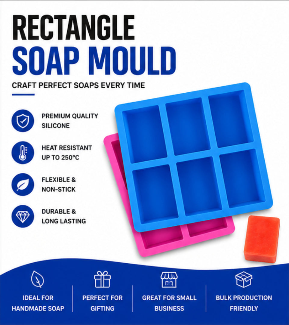 Rectangle Soap Mould (6 Cavity 120g)