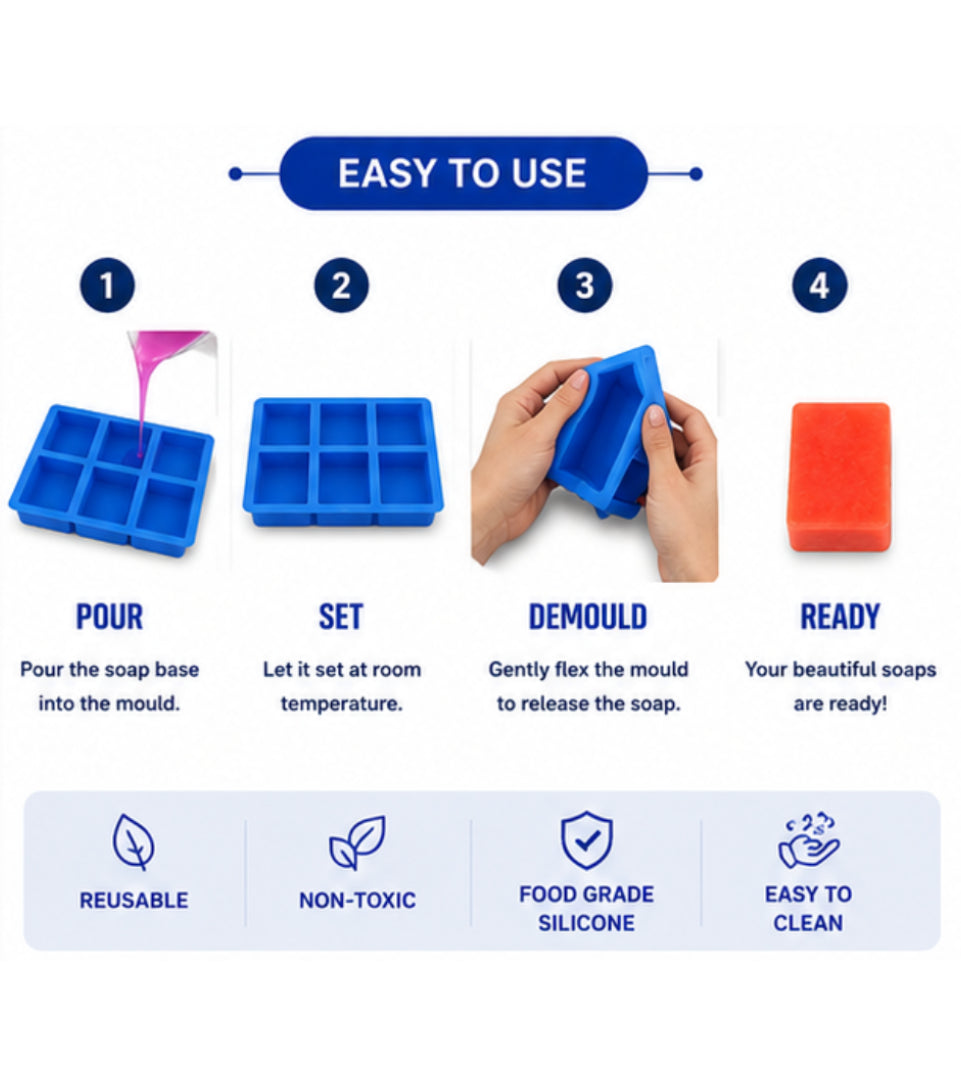 Rectangle Soap Mould (6 Cavity 120g)
