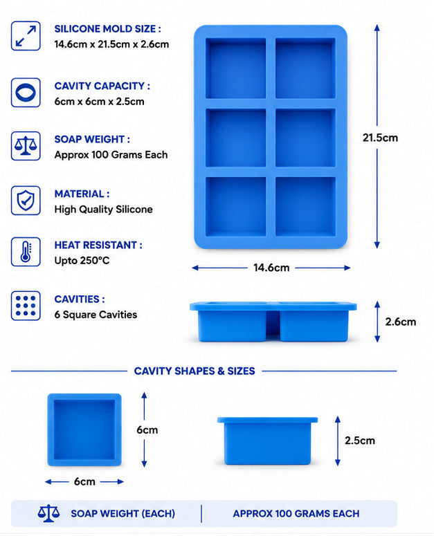 Square Soap Mould (6 Cavity)