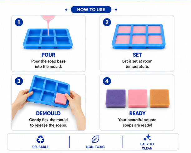 Square Soap Mould (6 Cavity)