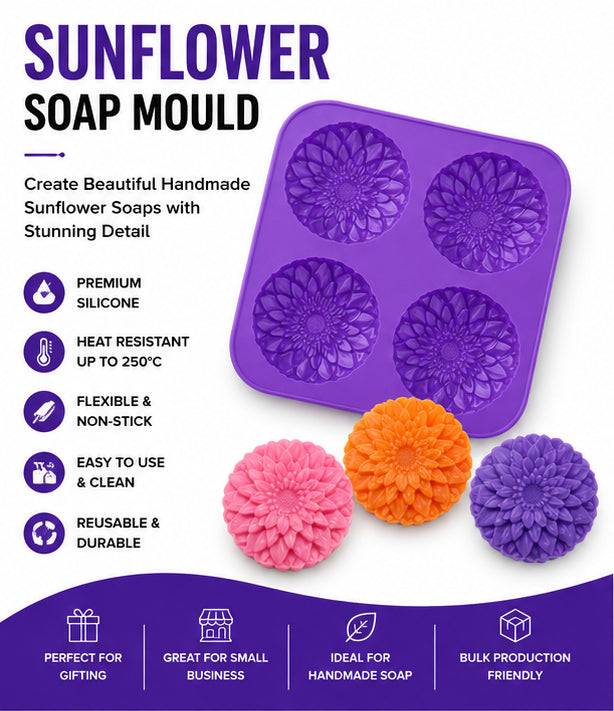 Sunflower Soap Mould (4 Cavity)