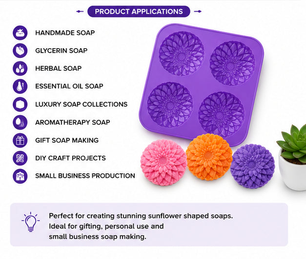Sunflower Soap Mould (4 Cavity)